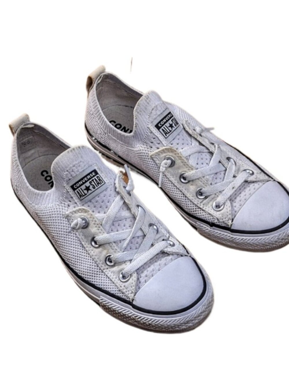 Converse Women's 8 Chuck Taylor All Star Shoreline White Knit slip-on sneakers